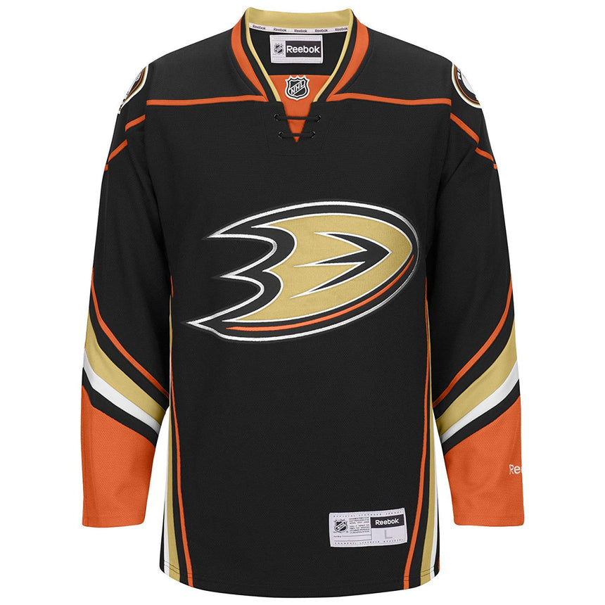 Reebok Anaheim Ducks NHL Replica Team Home Black Game Hockey Jersey with Lace